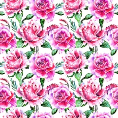 Fototapeten Wildflower rose flower pattern in a watercolor style isolated. © yanushkov
