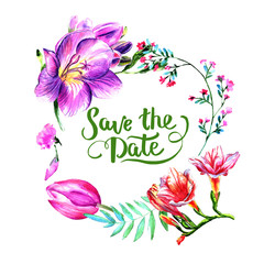 Wildflower peony flower frame in a watercolor style isolated.