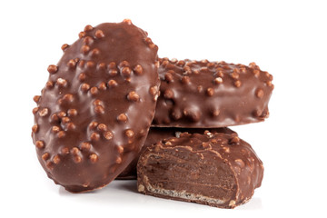 chocolate candy with cream filling isolated on white background