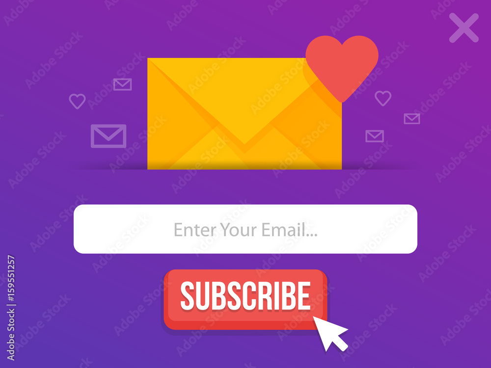 Poster modern pop-up subscribe form for your website and blog. vector illustration template