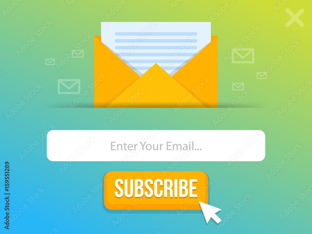 Poster modern pop-up subscribe form for your website and blog. vector illustration template