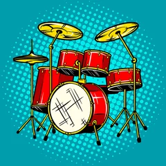 Fotobehang Pop art Drum set musical instrument vector illustration