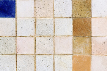 old ceramic brick tile wall