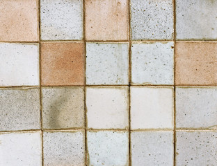 old ceramic brick tile wall