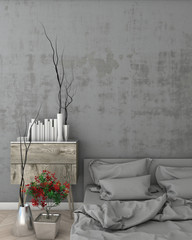 mock up poster frame in modern interior background, 3D illustration, 3D render