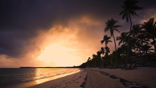 Sunrise Ladscape of paradise tropical island beach Punta Cana, Dominican Republic