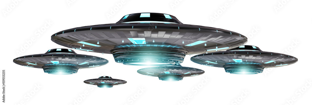 Aufkleber vintage ufo isolated on white background 3d rendering