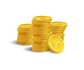 Golden coins. Vector illustration.