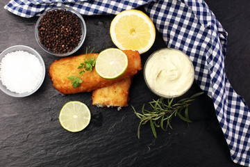 traditional British fish on black background