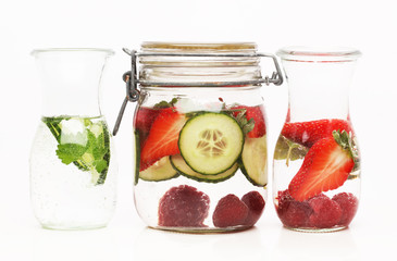 Fototapeta na wymiar Healthy detox water with fruits