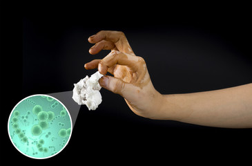 dirty hand with germs and bacteria