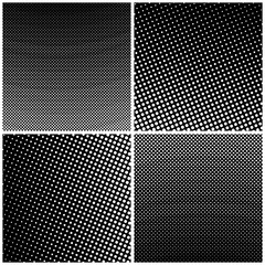 Set of Retro Style Pop Art , Black Background with White Dots ,Gradient from Upper Right to Bottom Left and Vice Versa, Gradient Down Up and Vice Versa, Vector Illustration