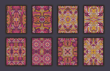 Collection retro cards. Ethnic abstract backgrounds. Card of invitation.