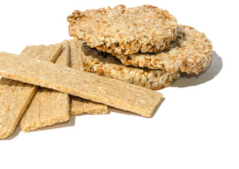 Several pieces of crispbread isolated