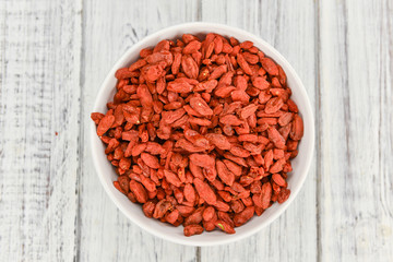 Portion of Dried Goji Berries (selective focus)