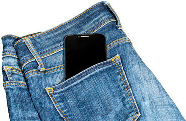 Smartphone in the back pocket of the jeans