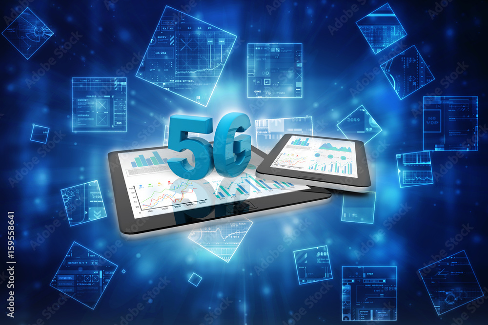 Poster 3d rendering 5g network 5g connection with data