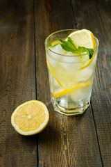 Lemonade with lemon, mint and ice