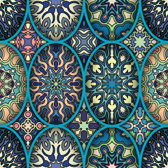 Seamless pattern. Vintage decorative elements. Hand drawn background. Islam, Arabic, Indian, ottoman motifs. Perfect for printing on fabric or paper.