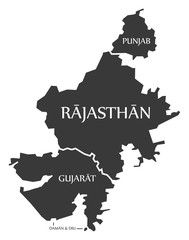 Punjab - Rajasthan - Gujarat - Daman and Diu Map Illustration of Indian states