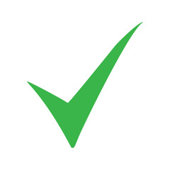 Green check mark icon. Tick symbol in green color. Vector illustration