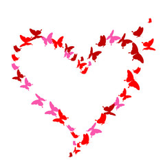 Fototapeta na wymiar pink heart, butterflies,,valentine card