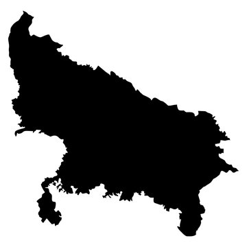 Uttar Pradesh black map on white background vector