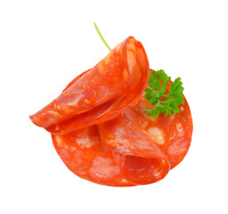 slices of chorizo salami