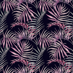 Watercolor vector tropical floral pattern