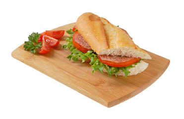 fresh sandwich with salami