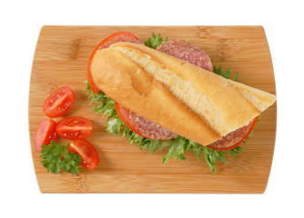 fresh sandwich with salami