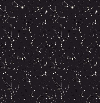 Fototapeta star constellation seamless vector pattern