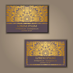 Ornamental floral business cards. Vintage decorative elements