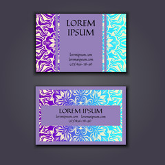 Ornamental floral business cards. Vintage decorative elements