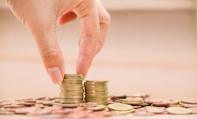 Pictures of Asian currencies are placed as layers,Focus on hands