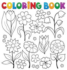 Poster Voor kinderen Coloring book flower topic 2