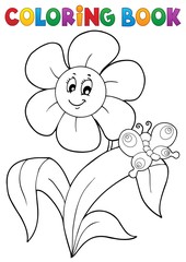 Coloring book flower topic 4
