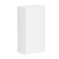Cosmetic white box mockup isolated - 70° angle front view. Vector illustration