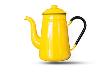 Kettles yellow isolated white background.