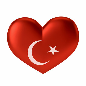Turkey 3D heart shaped flag