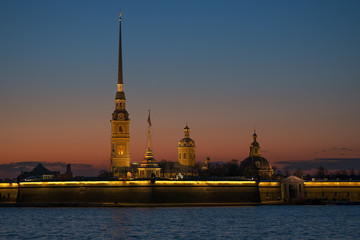 Peter and Paul fortress in sunset, Saint-Petersburg, Russia