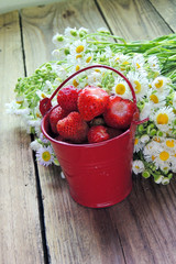Strawberries in a bucket