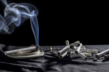 White smoke cigarettes concept abstain from smoking.