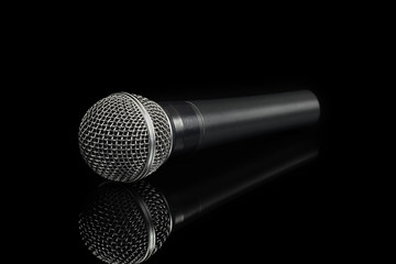 Dynamic microphone on black background