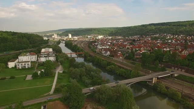 Neckar und B10 bei Plochingen, Luftaufnahme