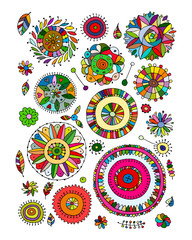 Fototapeta premium Floral set, sketch for your design