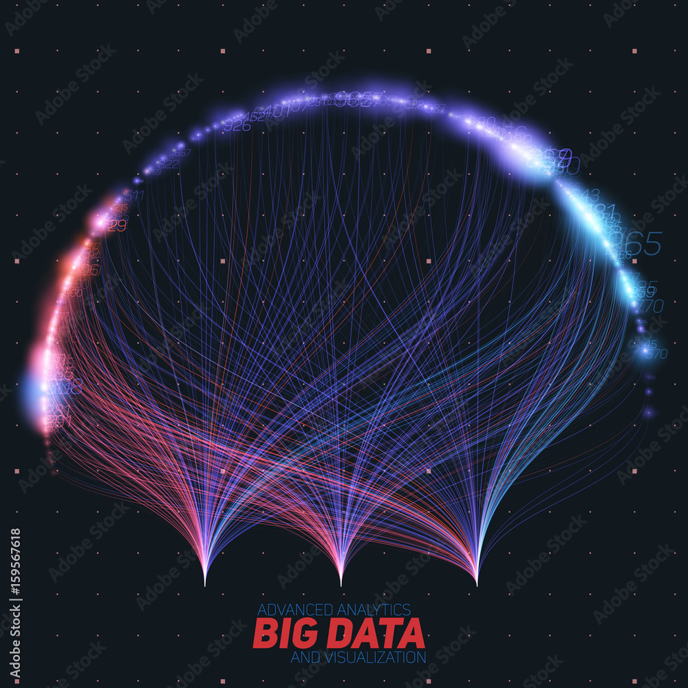 Poster vector abstract colorful big data information sorting visualization. social network, financial analy