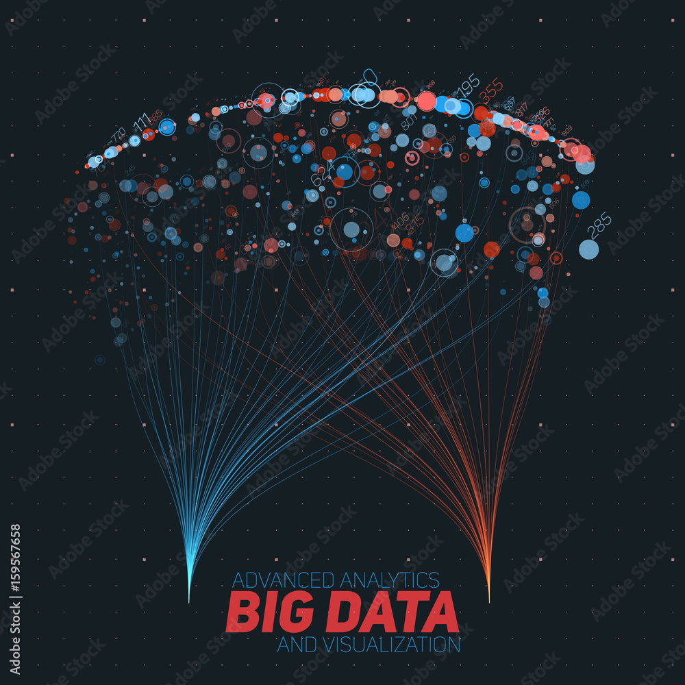 Poster vector abstract colorful big data information sorting visualization. social network, financial analy