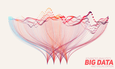 Vector abstract colorful big data information sorting visualization. Social network, financial analysis of complex databases. Visual information complexity clarification. Intricate data graphic