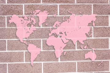 World map on wall background
